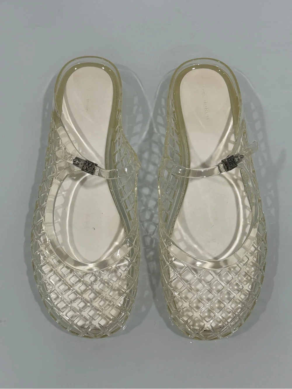 TORY BURCH MELLOW MARY JANE JELLY - CLEAR / SILVER - SZ - 9